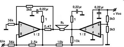 L272M BTL electronic component with associated schematic circuit diagram